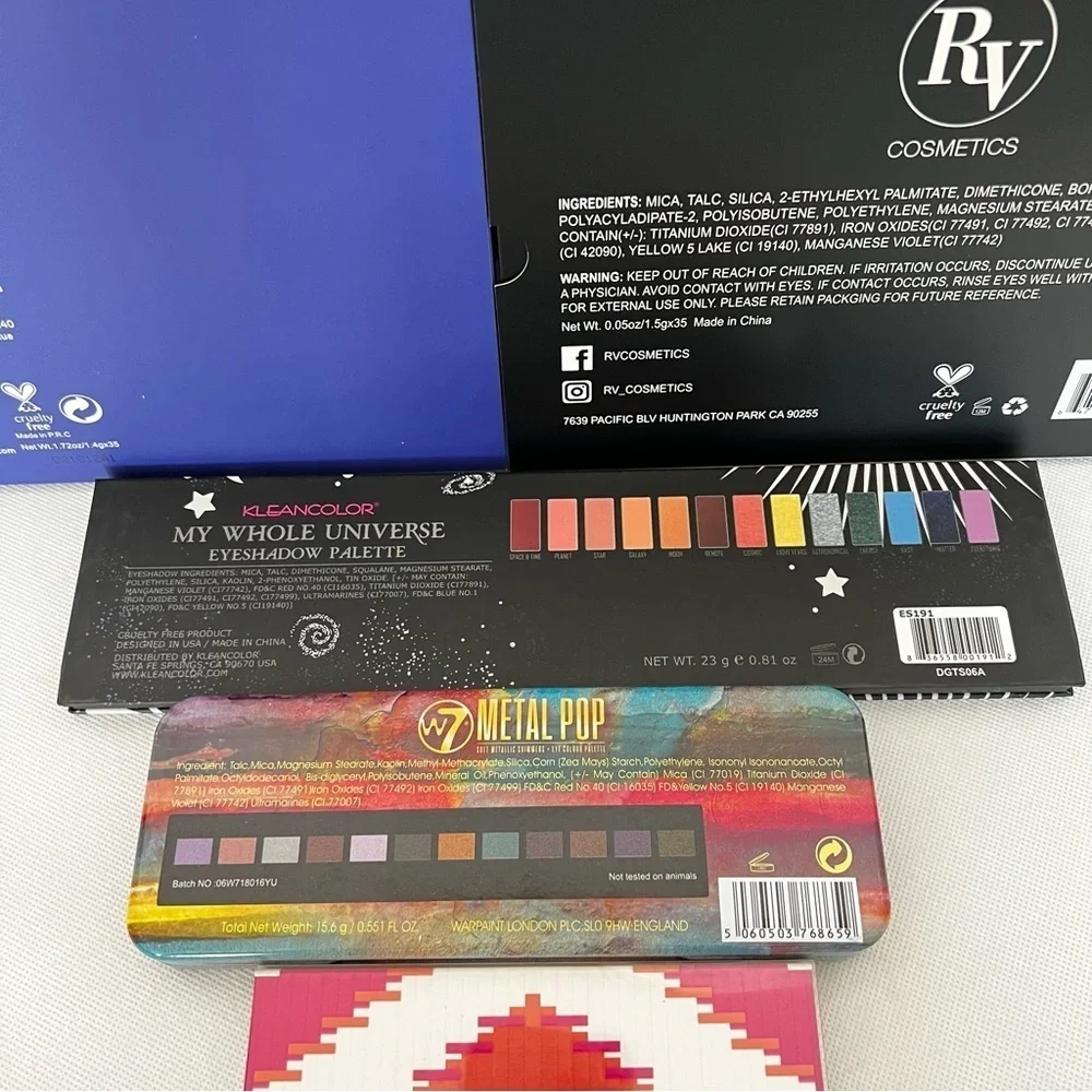 Lot 5 pieces Beauty Creations Aurora RV Cosmetics Palette W7 Okalan Kleancolor